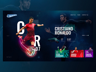 Christiano Ronaldo effects football graphic grid design landing page profile page soccer uidesign ux design