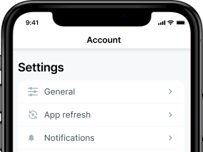 Settings screen