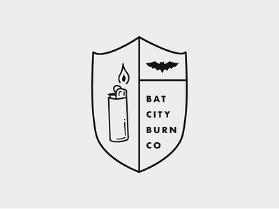 Bat City Burn Co Logo Design bat crest lighter logo