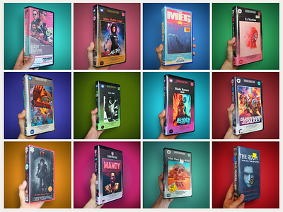 Modern films on VHS art branding design illustration logo typography visual design