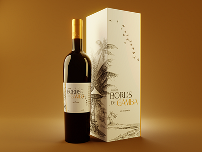 Bords de Gamba 3d animation blender bottle branding design modeling wine