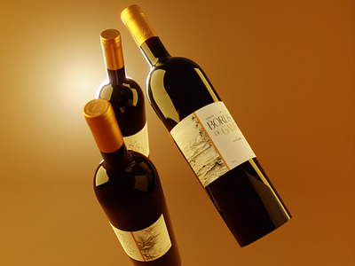 Bord de Gamba / Shot 2 3d animation blender bottle branding design modeling wine