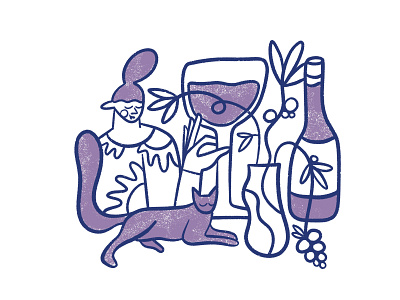 Wine time cats characterdesign colourful digitalillustration gritty illustration illustrator plants procreate webillustration wine winery