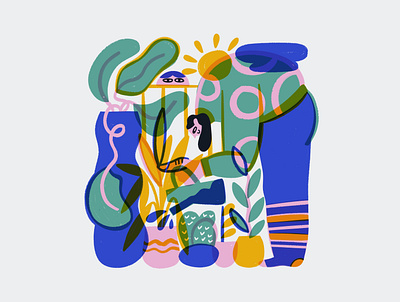 Plants in lockdown characterdesign colourful covid design digitalillustration editorial illustration illustrator lockdown procreate shapes textures wacky