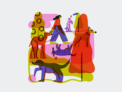 Dogs in lockdown bold characterdesign colour colourful covid design digitalillustration dogs editorial gritty illustration illustrator lockdown positivity shapes wacky