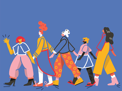 Lady friends characterdesign colourful design digitalillustration editorial gritty illustration illustrator kyle webster patterns photoshop photoshop brush shapes textures wacky