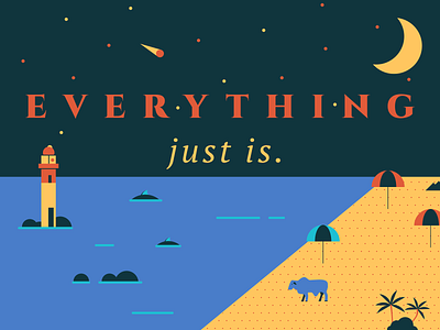 Everything Just Is beach existential illustration lighthouse