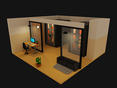 Voxel Study 3 - Work Room 3d magicavoxel room vector voxel