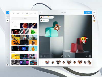 Luna Park 3d call dashboard graphic design group interface social video call