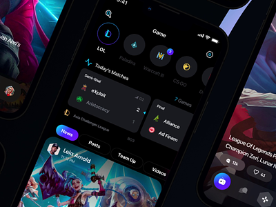 Game news animation app cyber cybersport cybersport app dark mode dashboard game gaming gaming app interface ios isport mobile news sport stream streaming