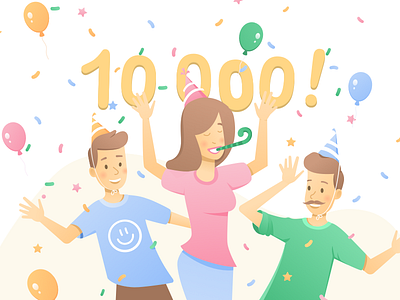 10,000 dribbble illustration thanks