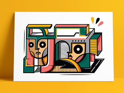 "Block" character character illustration characterdesign color cubism geometric illustration shapes vector yellow