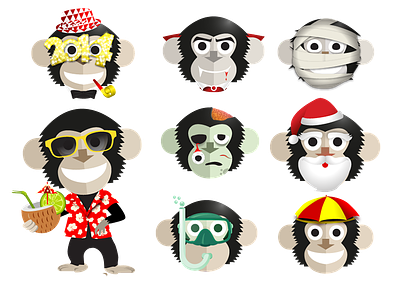 Izitapp Monkey app illustrations monkeys