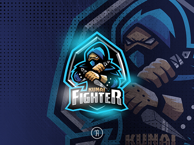 Kunai Fighter Ninja Mascot esport logo art blue branding csgo design dota2 esport fighter game gaming illustration kunai logo mascot ninja sport team twitch vector youtube