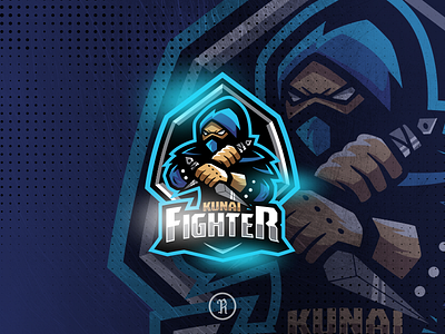 Kunai Fighter Ninja Mascot esport logo