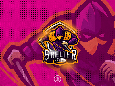 Shelter Ninja gaming logo art cartoon chatacter design dota2 esport game gaming illustration logo logodesign mascot ninja purple shelter sport team twitch vector youtube