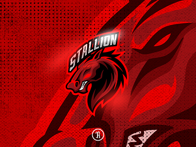 Stallion red horse mascot esport logo illustration