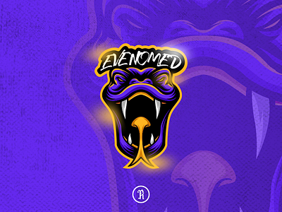 Evenomed snake mascot logo brand branding cartoon character design esport game gaming illustration logo mascot snake sport stream streamer streaming team typography vector venom