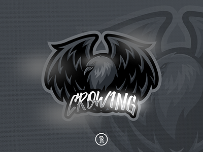 crowing raven crow mascot esport logo team art black brand branding cartoon character crow design esport game gaming illustration logo mascot raven sport stream team typography vector