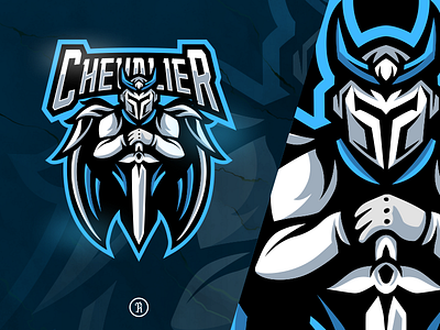 chevalier mascot logo art branding chevalier design esport esports game gaming illustration knight logo logodesign mascot sport stream streamerlogo team twitch vector white