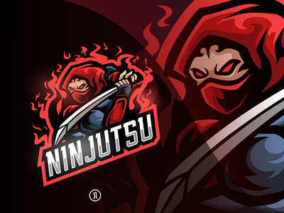 Ninjutsu art branding csgo design esport fortnite game gaming illustration katana logo mascot mascot character ninja sport squad sword team twitch vector