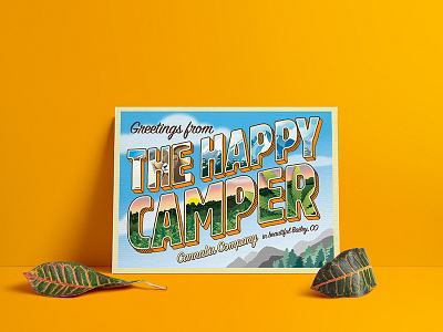 The Happy Camper Cannabis Company postcard cannabisdesign colorado largeletterpostcard postcard thc