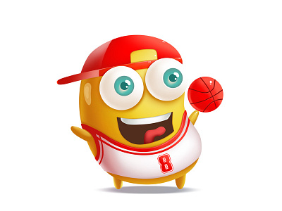 basketball ball cartoon character chibi design dribble game happy nba player smile sports