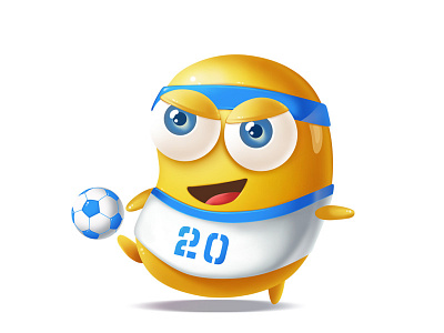 football ball cartoon character chibi design dribble football game happy player smile sports