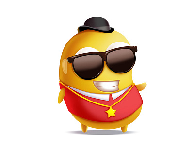 star cartoon character chibi design dribble game happy hat smile sunglasses