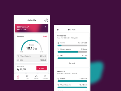 Mobile Pulsa App android app bill billing concept credit credits internet internet bill mobile app mobile ui on the go quotation subscription top up ui design