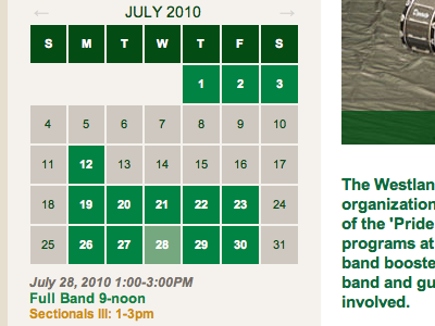 Westland Band Boosters web redesign
