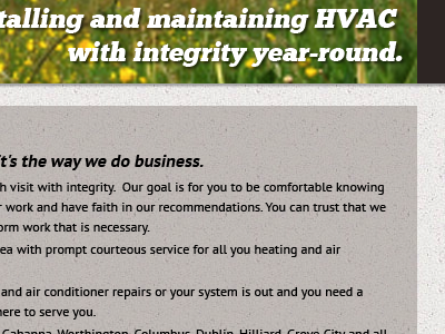 Integrity Heating & Air website redesign redesign web design