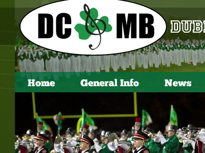 Website design for Dublin Coffman Marching Band design refresh web website