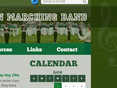 Website design for Dublin Coffman Marching Band design refresh web website