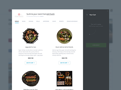 Sushi Order clean delivery flat food minimal order product shop sushi ui ux web