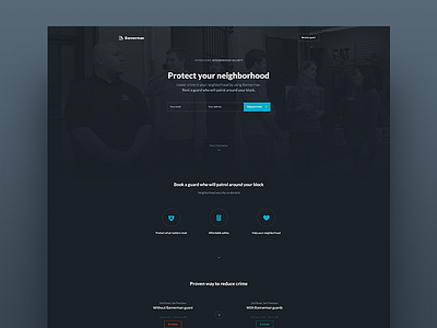 Neighborhood watch landing page black blue clean landing minimal minimalism modern page ui ux web