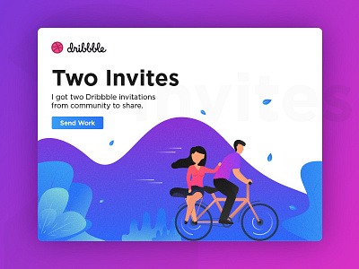 Dribbble Invite boy character cycle dribbble invite girl graphic illustration invite