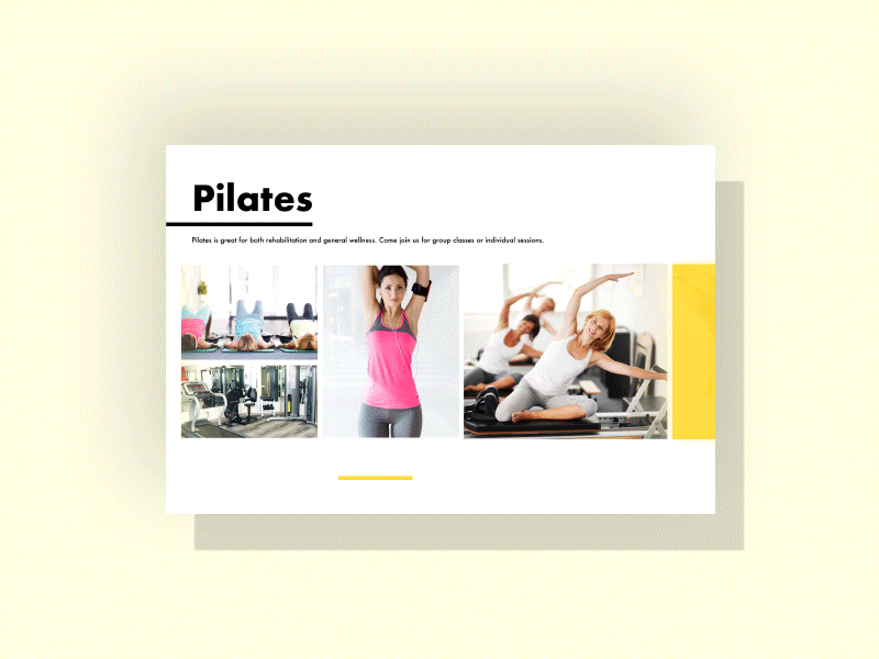 Impact Physical Therapy animation bright clean interaction interface ui ux white yellow
