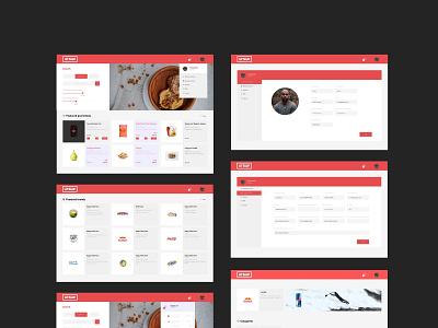 Ursup app UX app clean ecommerce interface red red and white ui ux white