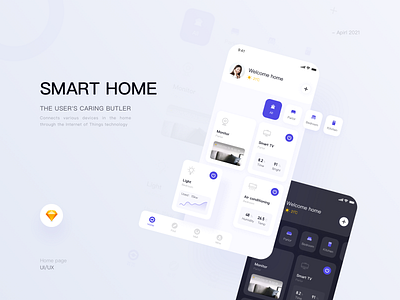 Smart Home app blue branding design flat icon light minimal ui ux