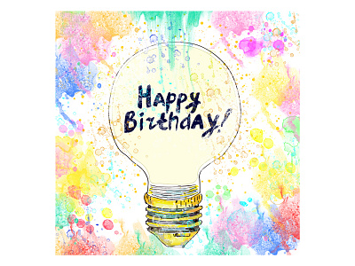 Birthday card artistic birthday card bright cute design greetingcard handdrawn happy birthday illustration illustrator nice