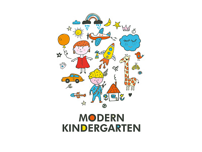 Postcard for Modern Kindergarten advertising card graphic illustration illustration digital illustrator postcard poster poster design typography vector vector art
