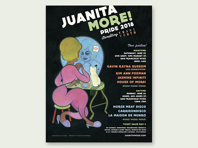 Juanita MORE! Pride Party 2018 Poster benefit designer flyer gay pride layout poster poster art poster design pride