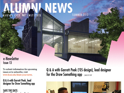 KCAI Summer 2012 e-Newsletter available collage college designer e newsletter for hire freelance kansas city art institute web design
