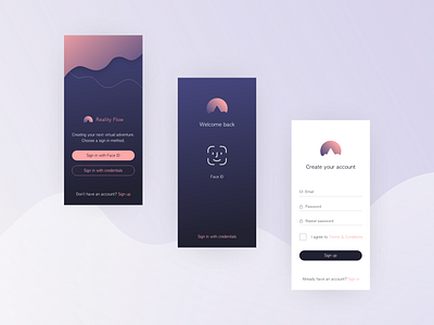 Reality Flow Concept - Login design challenge gradient color login screen minimalistic mobile app design ui