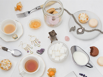 Jewellery Tea Party Composition composition flatlay