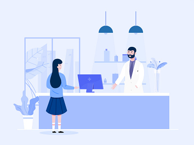 Pharmacy illustration apps blue and white flat frontend illustration pharmacy ui uidesign website
