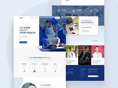 Clinic landing page website apps clean design doctor frontend health healthcare hospital landingpage medical pharmaceutical ui uidesign website