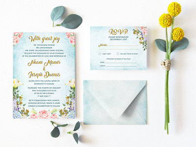 Floral wedding invitation & RSVP digital watercolor floral rsvp watercolor wedding wedding invitation