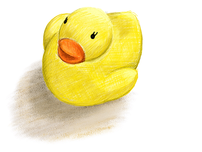 Rubber Ducky colored pencil digital drawing duck pencil rubber ducky still life yellow
